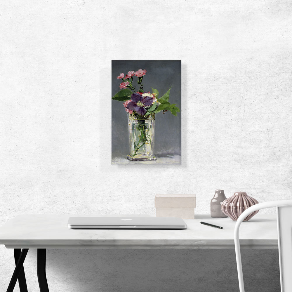 ARTCANVAS " Pinks And Clematis In A Crystal Vase 1882 " by Edouard